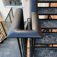 An image of a metal fire escape staircase we fabricated